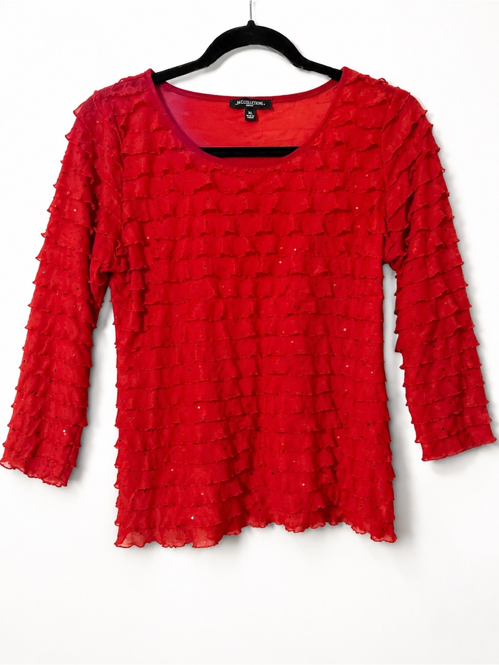 Notations Red Ruffle Long-Sleeve Tee